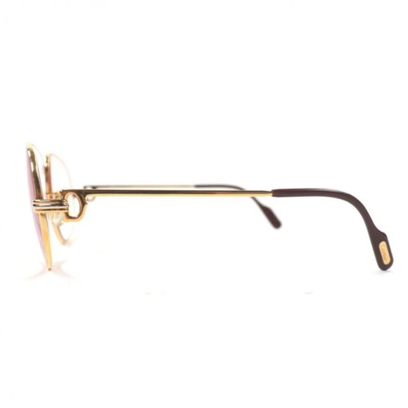 Cartier Vintage Trinity Logo Eyewear Sunglasses Gold Bordeaux Lens Pink main image 9